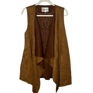 L&B Faux Suede Draped Vest